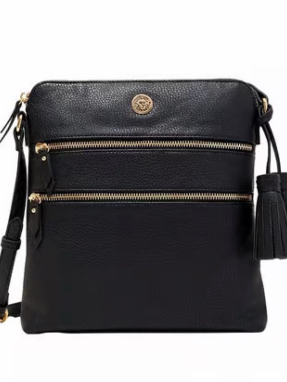 Anne Klein Black Crossbody Bag with Gold Hardware